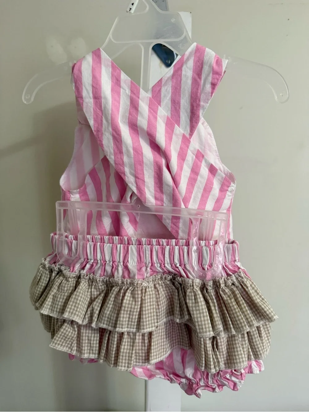 Lil Cactus Pink Striped Cupcake Applique Top & Ruffle Butt Bloomer Set